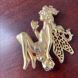 Vintage 60s Danecraft Gold Tone Alloy Fairy Broach